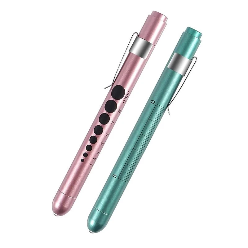 

2Pcs Pen Light with Pupil Gauge, White Light Premium Copper Reusable LED Penlights for Doctors Medical Nursing Students