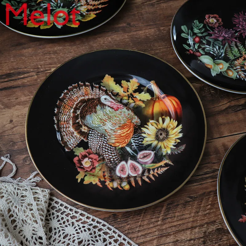 Hand-Painted Personalized Creative Chrysanthemum Ceramic Tableware Dish Western Cuisine Steak Plate Soup