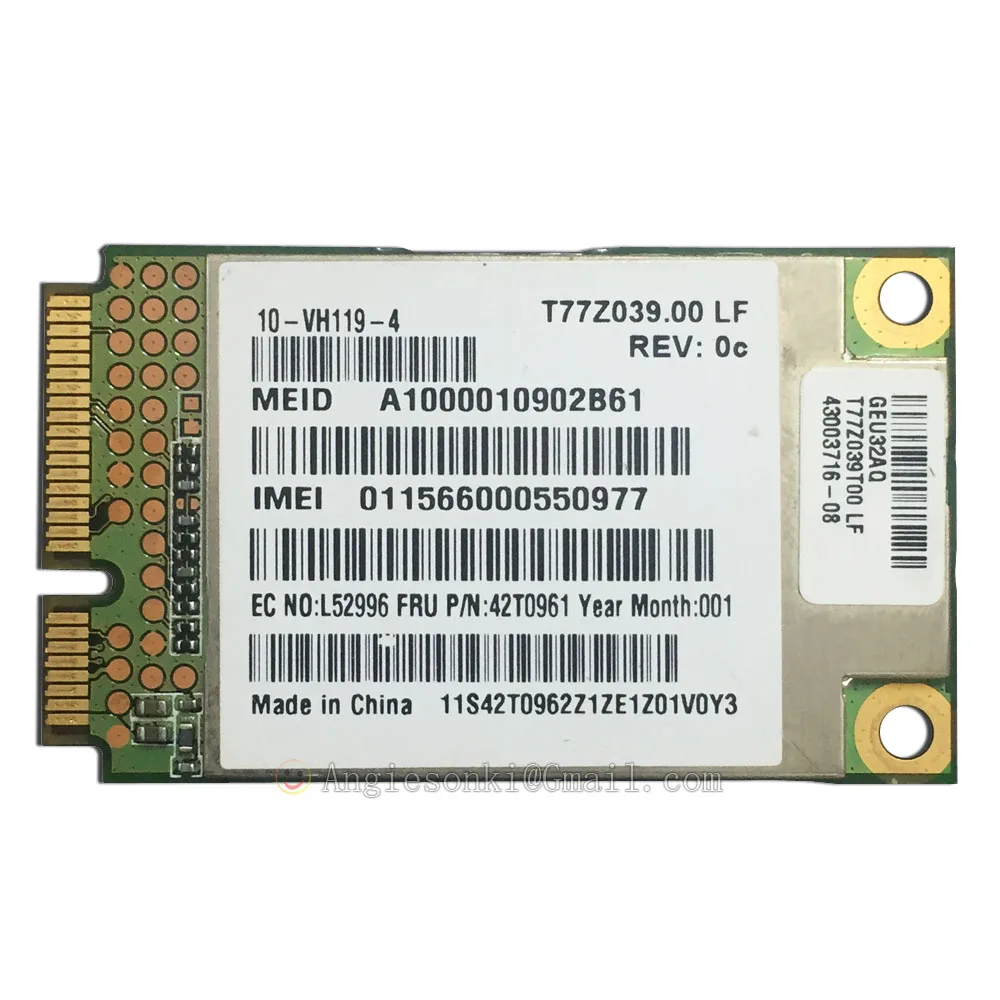 

Unlocked GOBI1000 42T0961 UNDP-1 3G PCI-E WWAN Card for IBM Thinkpad X200 T400 T500 W500 L410 L510 R400 R500 X200S TABLET X301