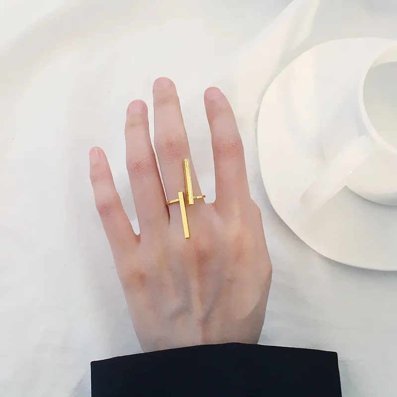 Woozu 2025 Unisex Exquisite Originality Simple Open double-line Geometry Finger Rings For Women Men Personality Jewelry Gift