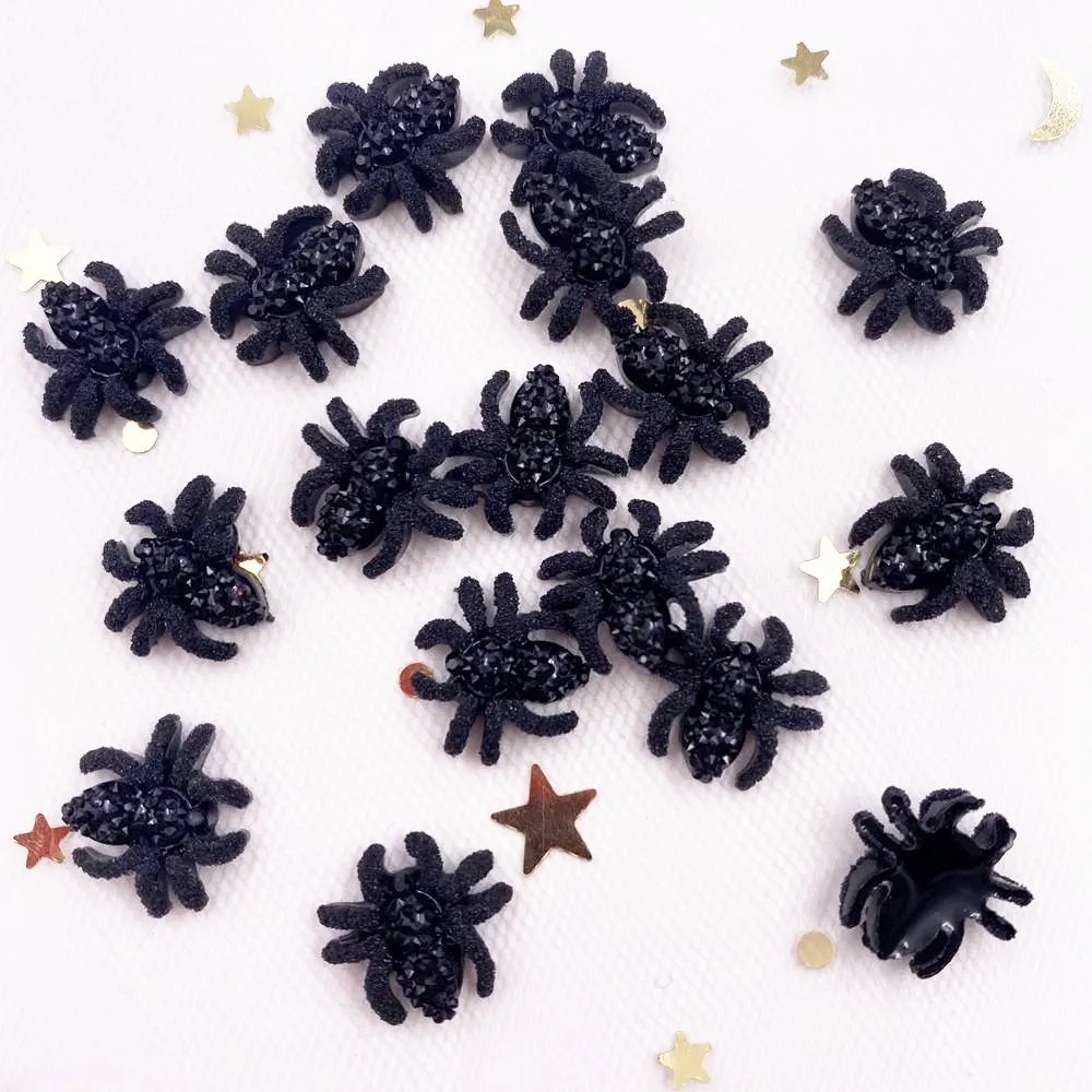 60pcs  Delicate Black Spider Flatback Rhinestone Applique DIY Christmas Scrapbook Jewelry Stone  Craft SF977*2