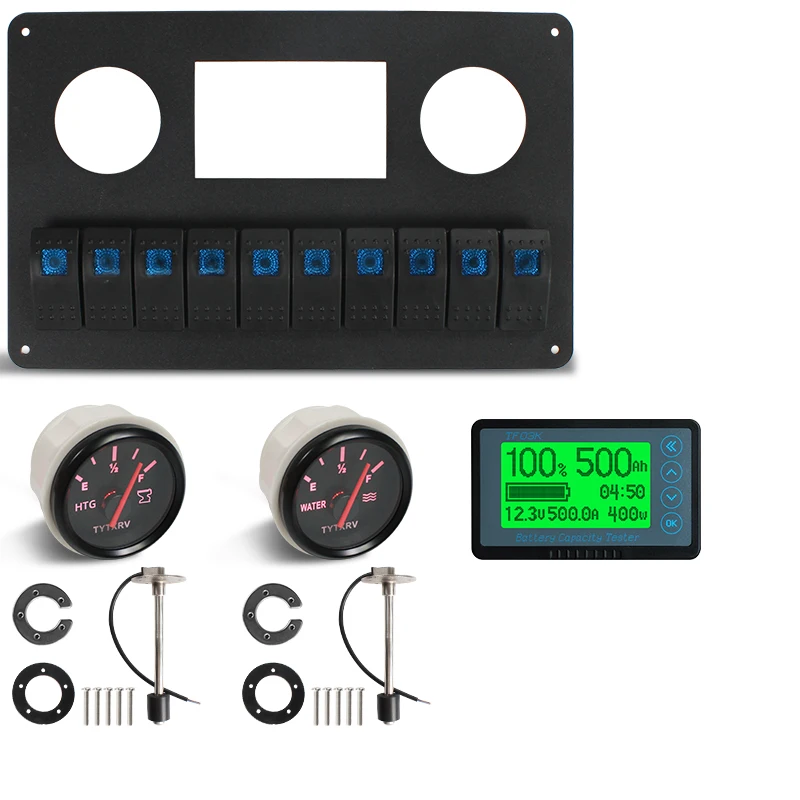 TYTXRV autocaravana vehículo recreativo, 10 interruptores mecánicos, 12V/24V, panel de control de voltaje universal, panel personalizable