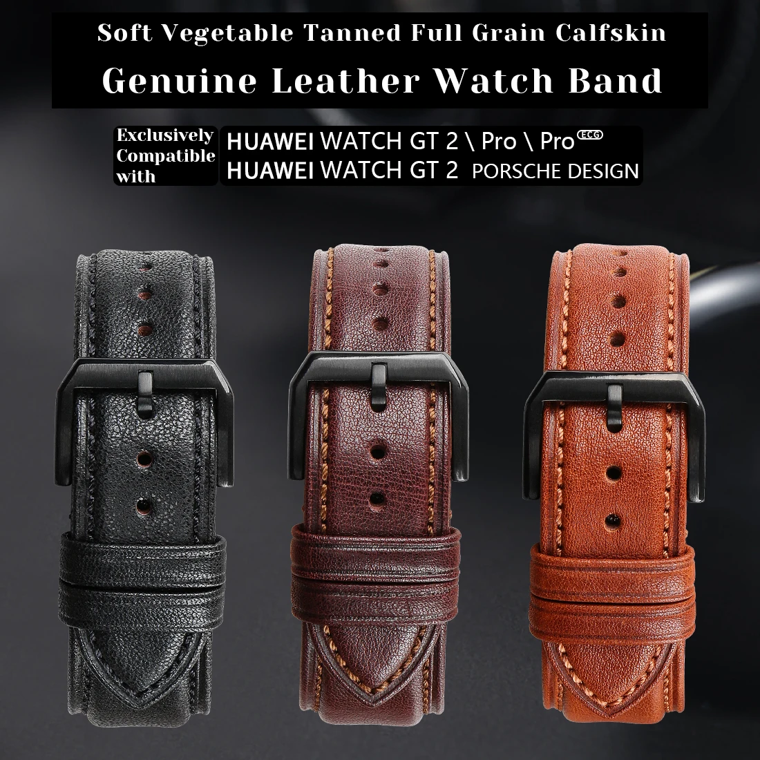 MAIKES Quick Release Watch Band 20 22mm Genuine Leather Strap for Huawei GT 2 GT2 Pro 46mm 42 Mens Female Watch Strap Belt