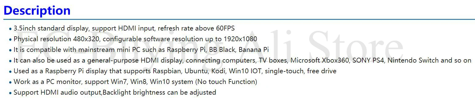 3,5-Zoll-HDMI-LCD-resistiver Touchscreen 3,5-Zoll-Anzeigemodul 480 × 320 1920 x 1080 für Raspberry Pi 3. 4. Generation 4B/3B+/2B – Detail 1