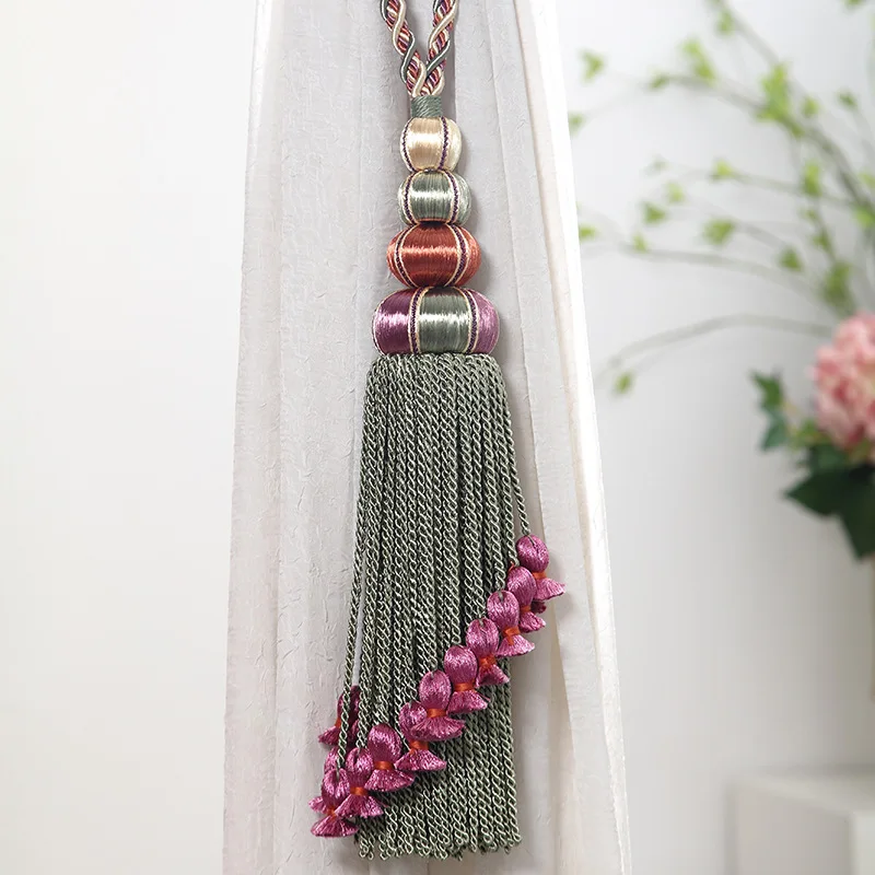 2pcs Gorgeous Tassel Curtain Tieback With Hanging Ball Drapery Rope Strap Holder for Hotel Home Decor 2020 New Curtain Accessory