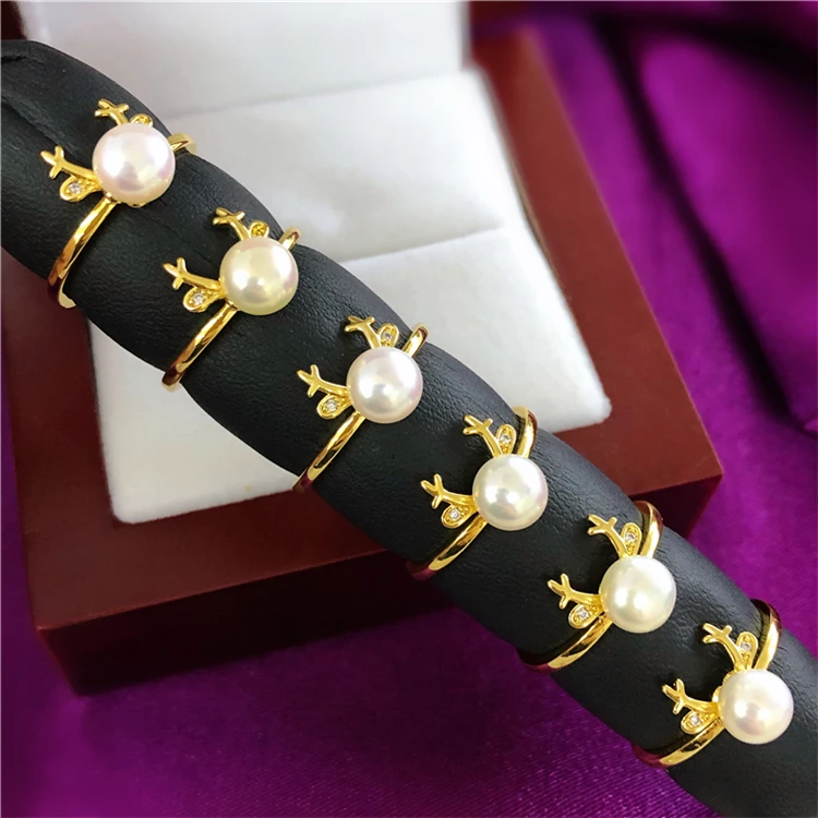 

Hot Christmas ADJUSTABLE Gold Plated Deer Ring Mountings Base Findings Jewelry Settings Parts for Pearls Beads Stones, 10pcs/lot