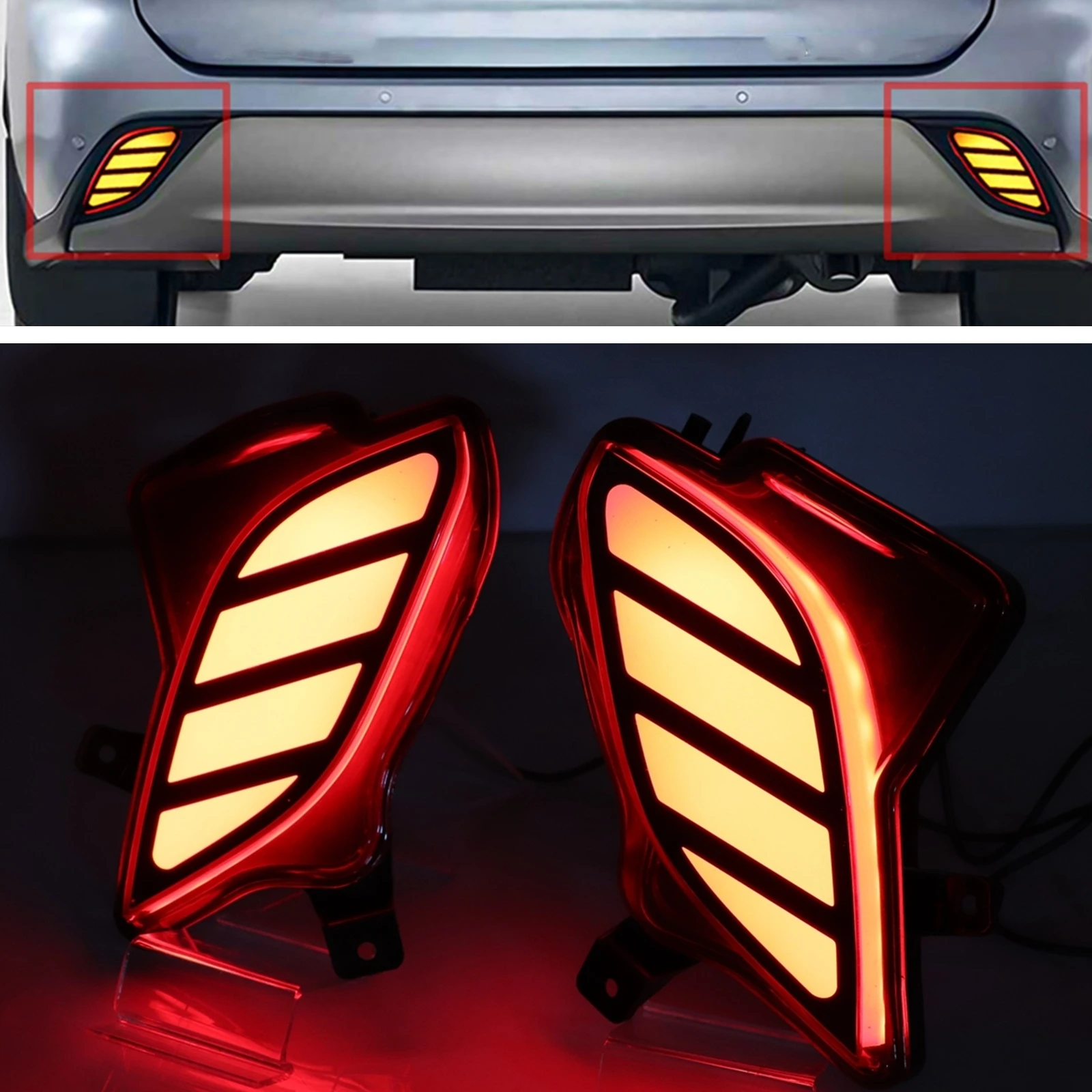 

For Toyota Highlander 2020-2024 LED Rear Bumper Fog Brake Light Turn Signal Stop Reflector Tail Indicator Lamp Driving Taillamp