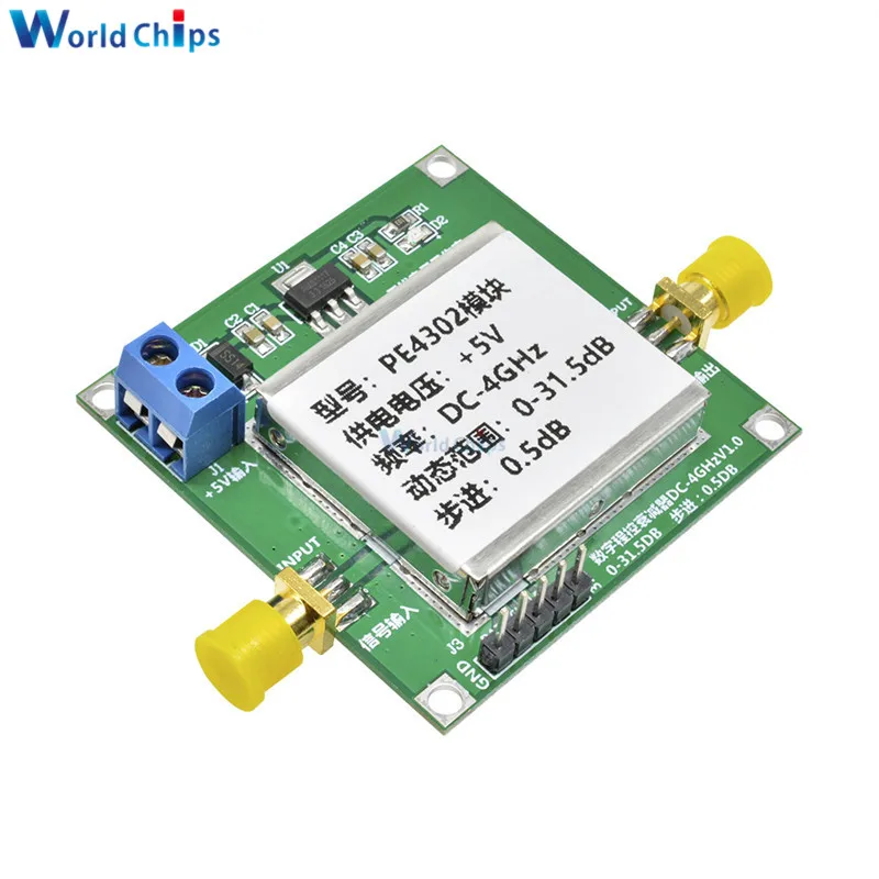 PE4302 Digital RF Step Attenuator Module RF High Linearity DC 4ghz 0-31.5db 0.5dB Stepping High Frequency 5V DC High Linearity