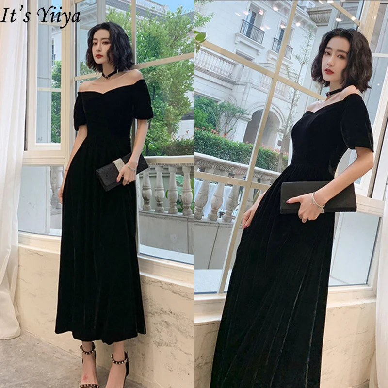 

Женское вечернее платье It's Yiiya, черное элегантное платье до щиколотки с открытыми плечами, модель LF207, 2020