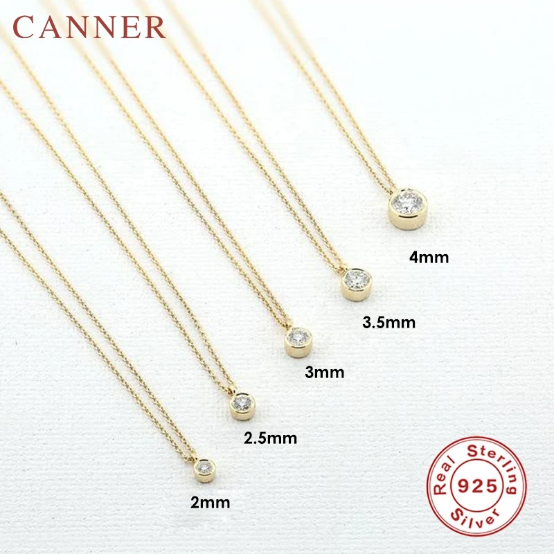 CANNER Simple Temperament 2/2.5/3/3.5/4mm Gold Necklace Zircon 925 Sterling Silver Choker Necklace for Women Wedding Jewelry