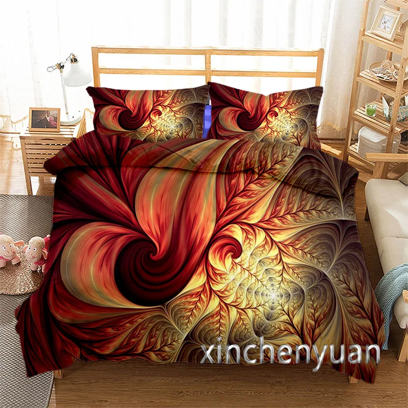 New Creative Fractal Art 3D Printed Cover Set Twin Full Queen King Size Bedding Set Bed Linens Bedclothes for Young K118