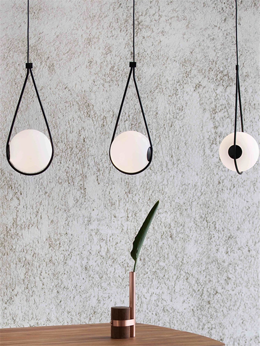 الشمال قطرة الماء الحديد قلادة أضواء غرفة نوم السرير مطعم مصباح بار الشاي متجر نافذة كرة زجاجية مصابيح تعليق للزينة تركيبات #5