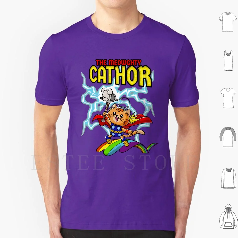 T-shirt en coton pour hommes, motif chat Mighty Cat Lightning Caped Kitty, 6xl, chat mignon, chat Kawaii, chaton, Catthor Mighty
