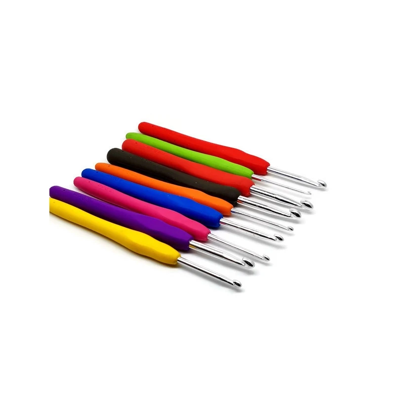 Crochet Hook 2-6.0mm Aluminum Crochet Needles With Colorful Soft Rubber Grip Cushioned Handles Knitting Needles