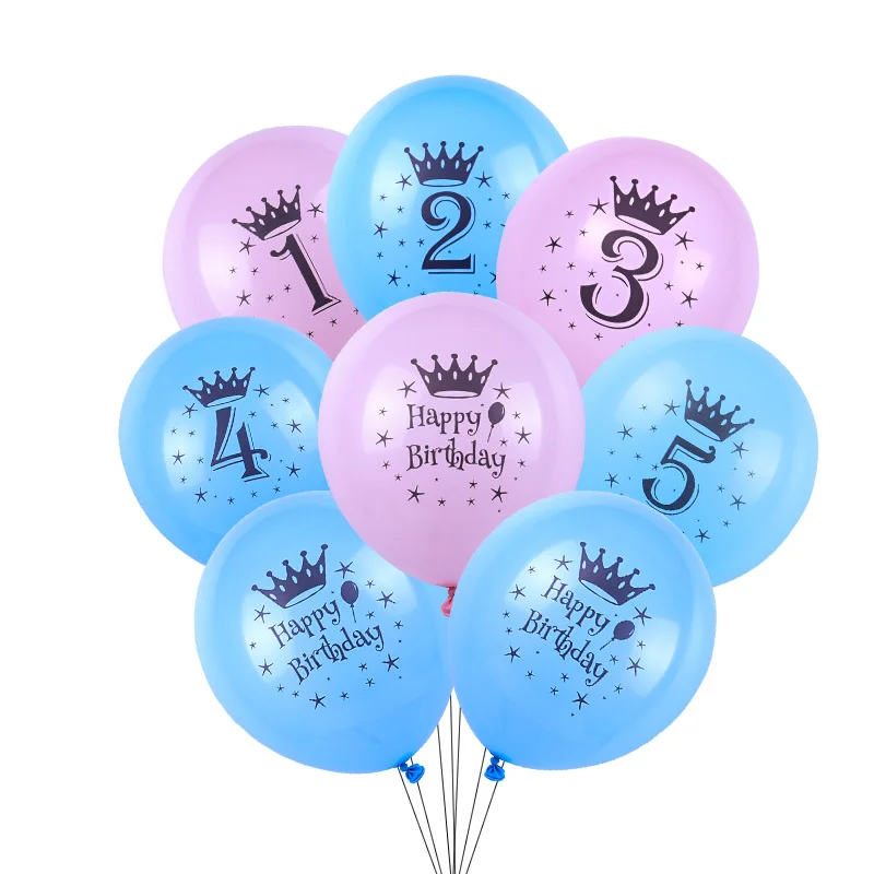 10pcs happy birthday balloons number 1st 2 3 4 5 6 7 8 9 10 11 year kids boy girl birthday party decorations pink blue balloons