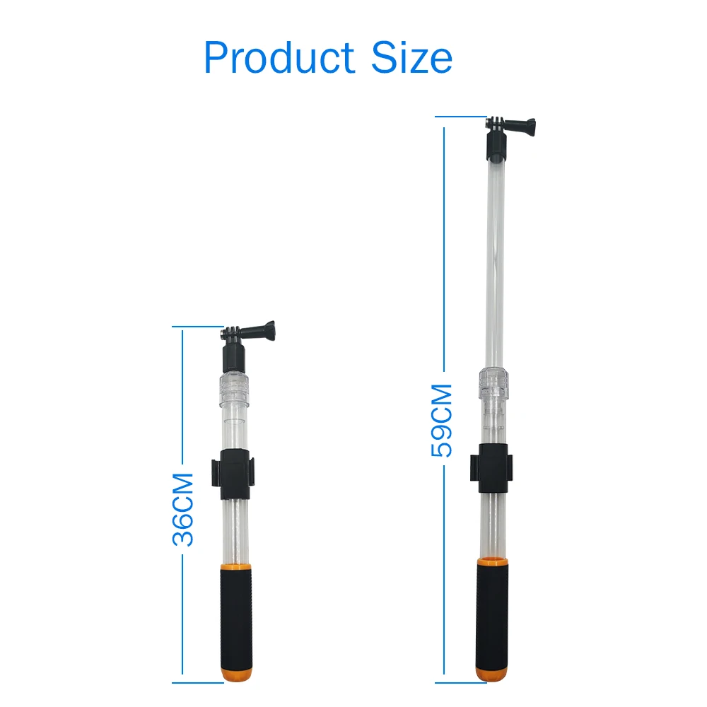 HONGDAK Monopod Waterproof Crystal Selfie Stick Telescopic Transparent Diving Rod for Phone Gopro Go Pro HERO 10 9 8 7 6 5 SJCAM