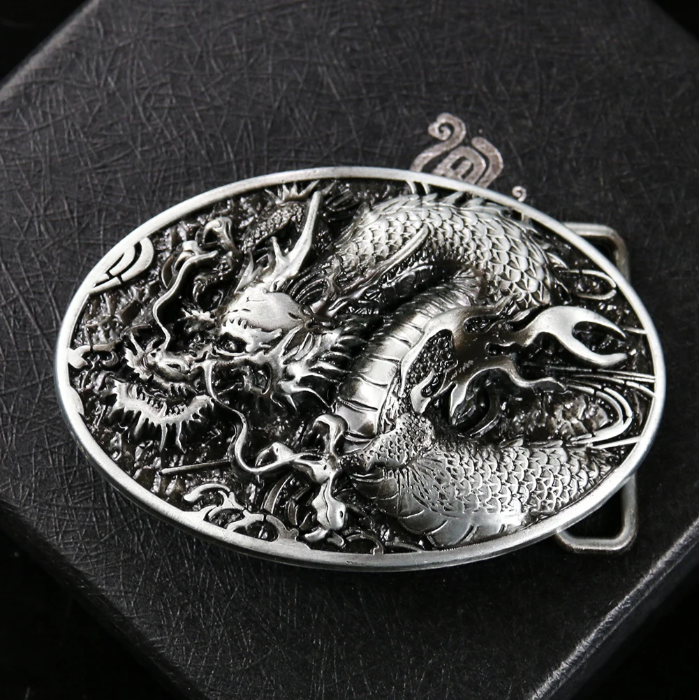 

Dragon Belt Buckle Chinese Dragon Pattern Punk Metal Buckle Fly Dragon with Pewter Finish for Men Jeans Accessories