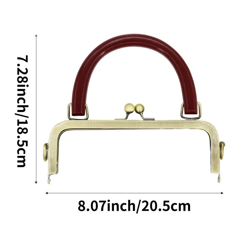 5Pcs 20/25cm Natural Wood Handle Metal Screw Purse Frame Clutch Bag Accessory Kiss Clasp Lock Bronze Flat Frame HandBag Hardware