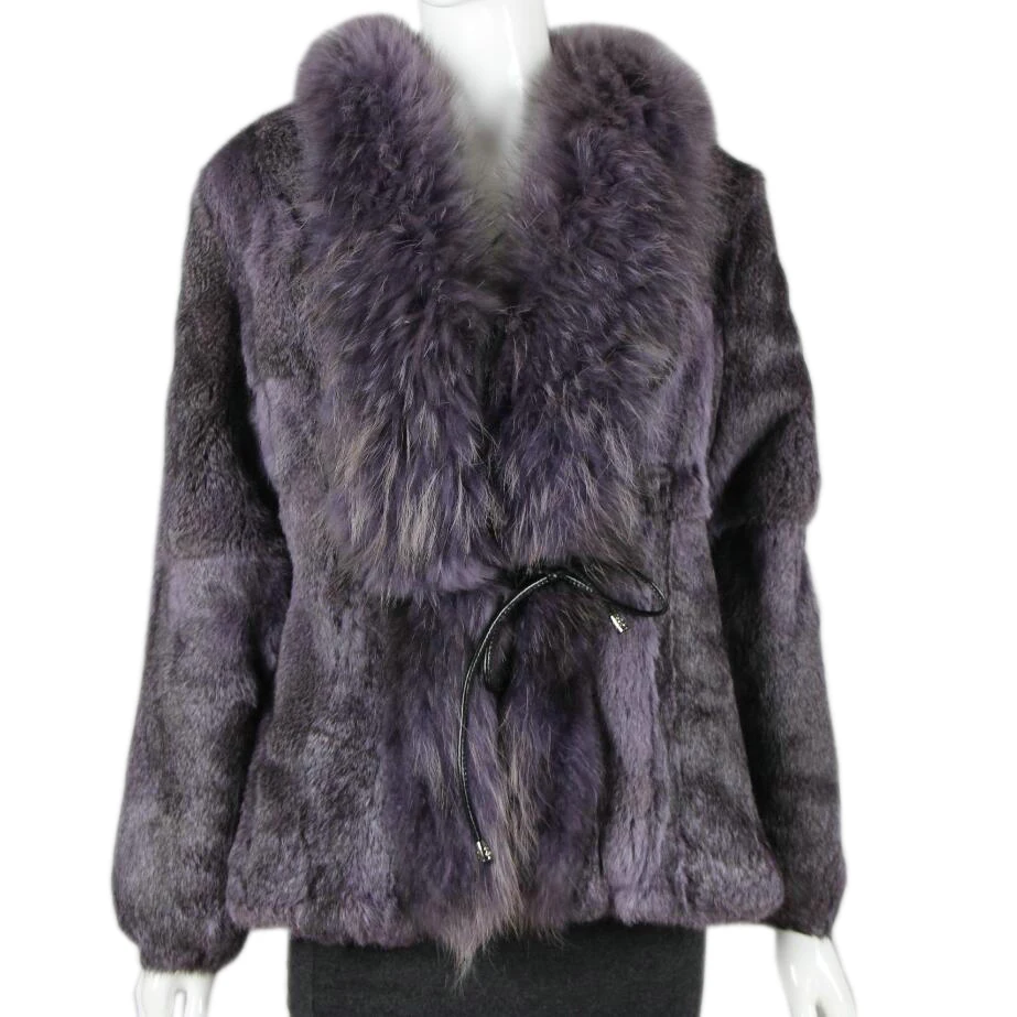 

Sexy Fur Overcoat Women Rabbit Fur jacket Real Fur Coats For Women Winter Autumn with big raccoon collar Outwear High Quality