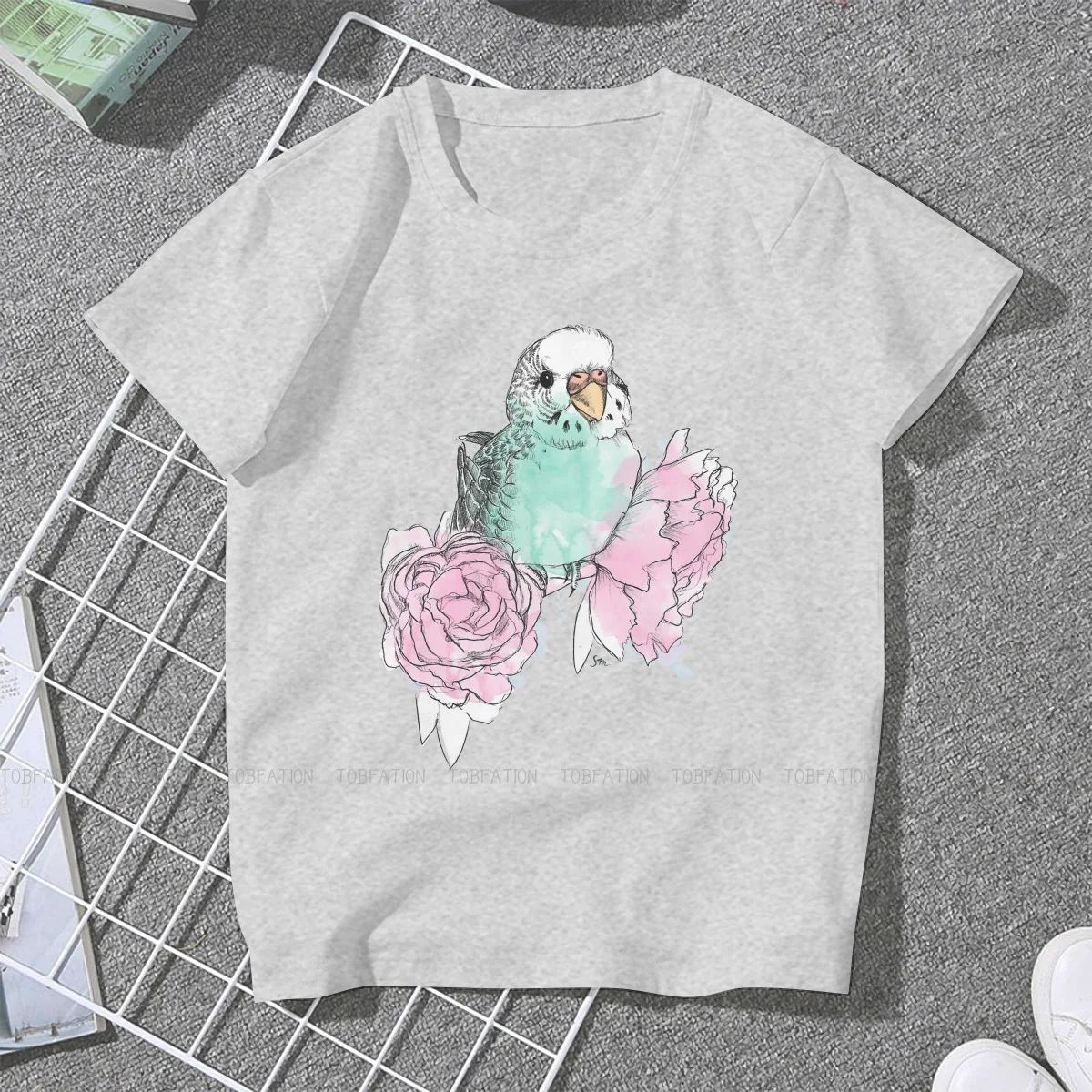 Peony Classic Casual TShirt Budgies Animals Funny Lovely Creative Tops 4XL 5XLCasual T Shirt Girl Tee Unique Gift Idea