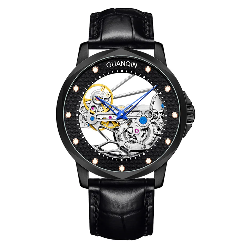 

Guanqin Automatic Mechanical Business Watch Men Top Brand Luxury Waterproof Skeleton Tourbillon Clock Man Relogio Masculino