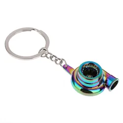 Equalistic Fashion Mini High-grade Metal Whistle Sound Turbo Keychain Auto Part Model Turbine Turbocharger Key Chain Ring Keyfob