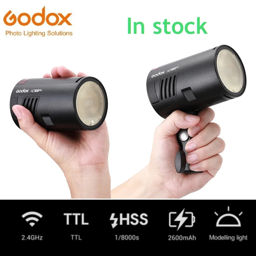 Godox AD100Pro Pocket Outdoor Flash 2.4G 1/8000 HSS Powerful Battery Work with X1 X2 Xpro For Sony Nikon Canon FUJIFILM Pentax