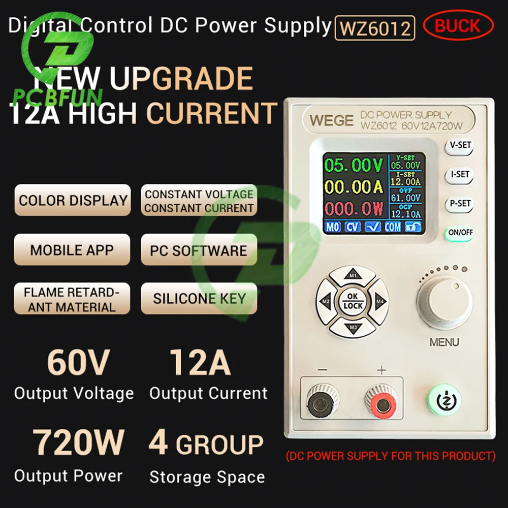 WZ6012 DC Buck Converter Power Step-down Charging Module Adjustable Regulated Laboratory Power Supply 60V 12A Communication