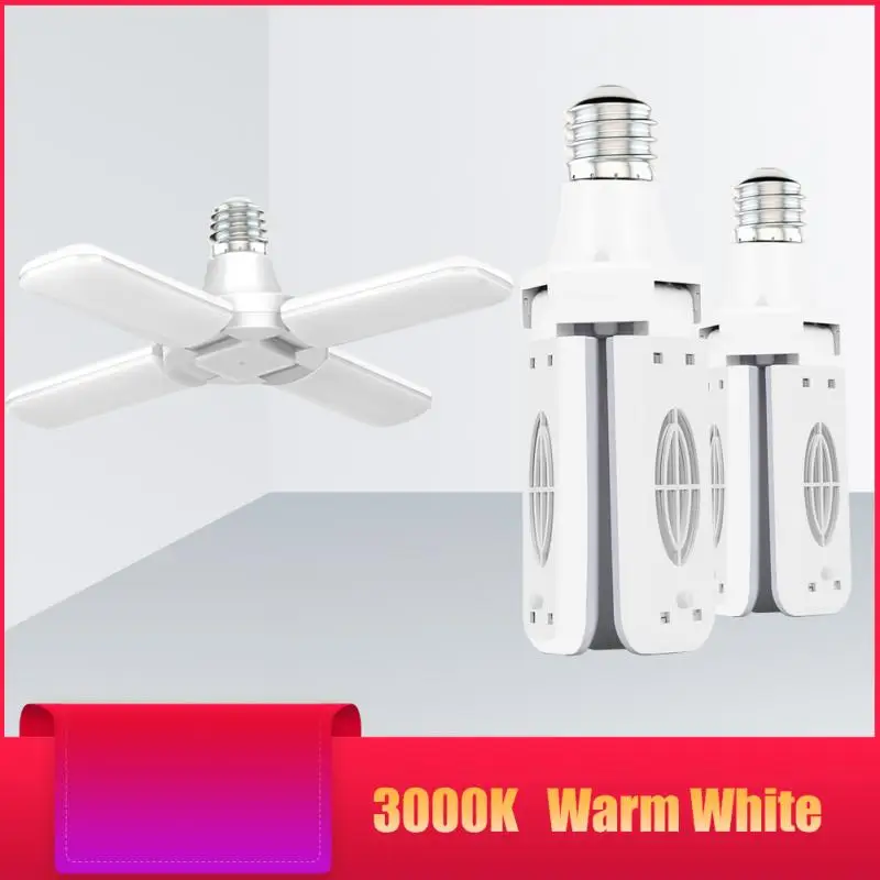 30/40W LED Garage Lights Foldable E27 Bulb 4 Adjustable Fan Blades Deformable Workshop Warehouse Ceiling Lighting For Garage