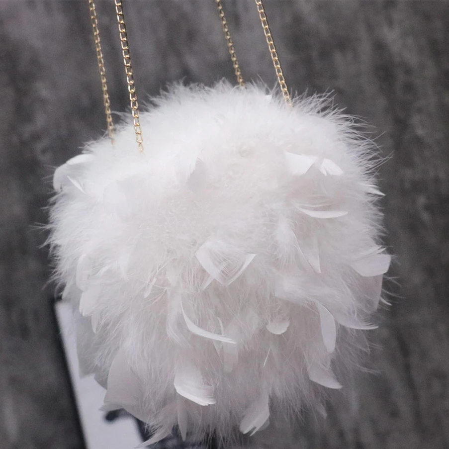 Real fire chicken feather multicolor handbag straddle handbag fashion wallet lovely pearl chain