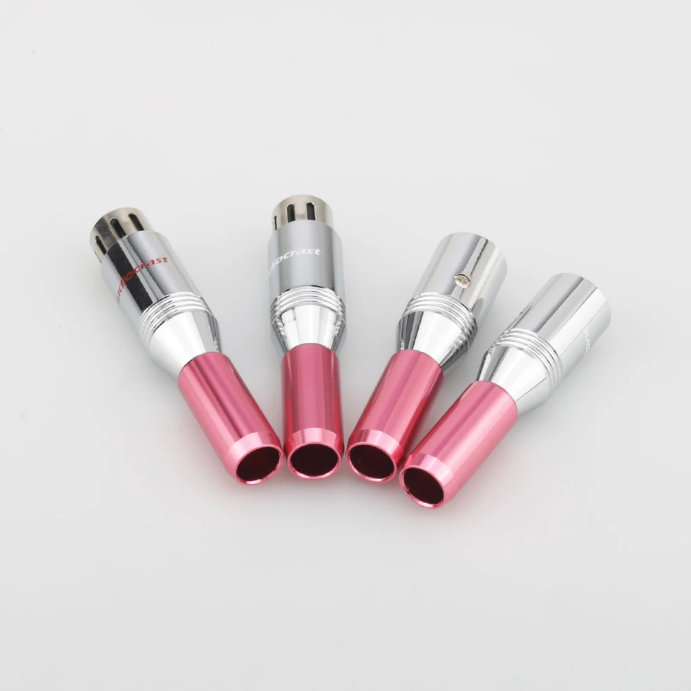 4 قطعة Audicorast الإناث 2 قطعة الذكور XLR مرحبا نهاية ايفي الصوت جاك 3 دبابيس موصل الأسود المعادن قذيفة النحاس النحاس الفضة XLR جورب