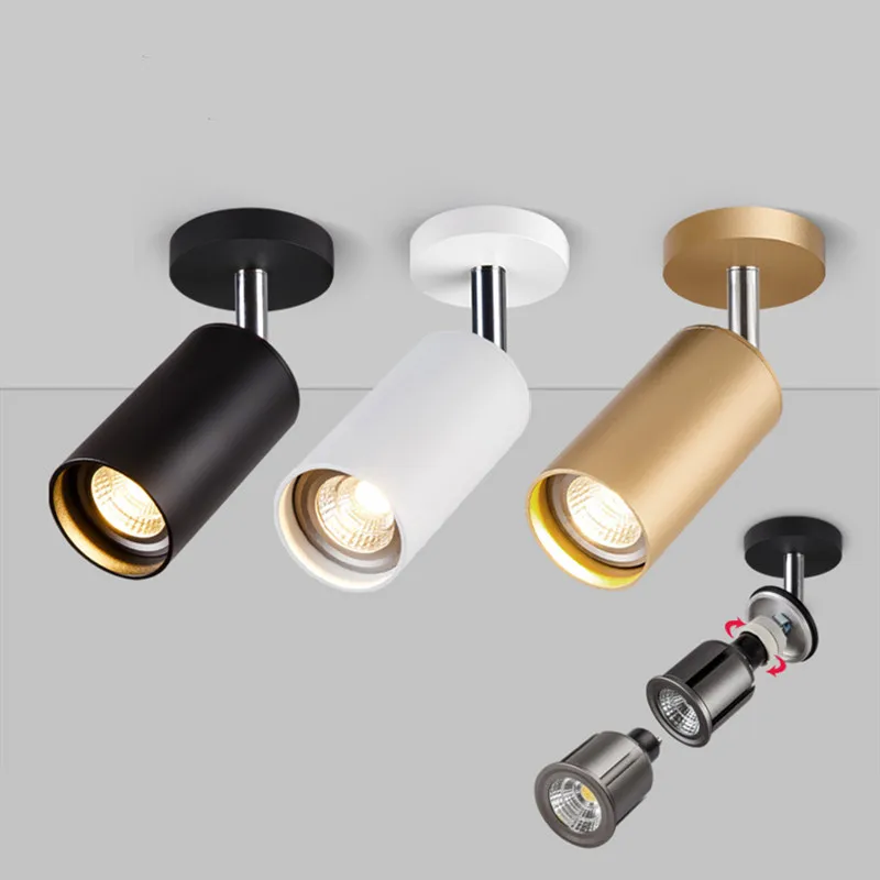 Dimmable surface mounted 360° rotatable LED Track light 5W 7W 9W 12W 15W GU10 bulb replaceable spot light