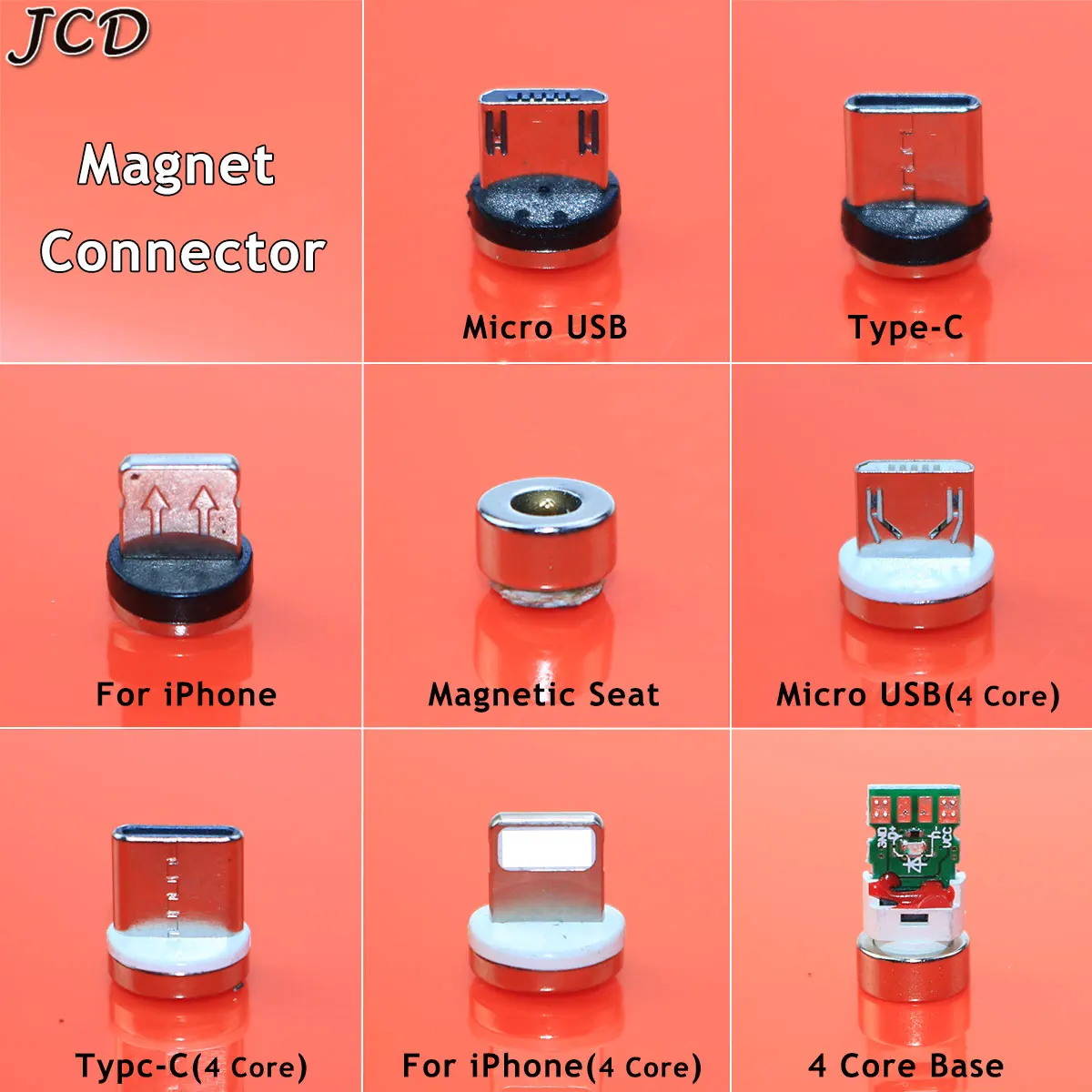 JCD 1pcs Magnet Charger Connector For Iphone Huawei Samsung Magnetic Seat Cable Adapter Micro USB Type C Dustproof Magnetic Tips