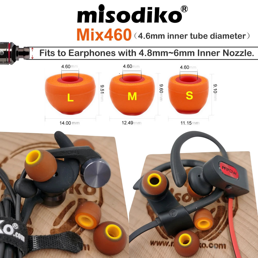 misodiko Mix460 Earbuds Ear Tips Eartips for Jaybird X4 X3 X2, BlueBuds X, Freedom 2, F5/ 1MORE/ Sony MDR XB55AP XB75AP EX650AP image 3