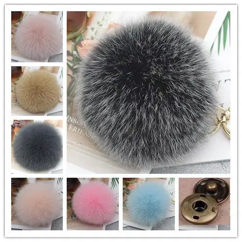 12/13/15cm DIY Natural Real Fox Fur Pompoms Fluffy Genuine Fur Ball for Winter Women Hat Beanies Knitted Cap Skullies With Snap