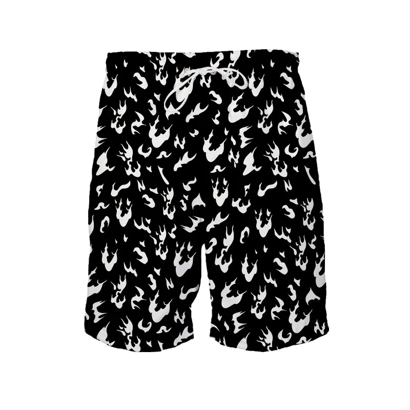 flame shorts girls women and men white fire black hiphop summer sports hawaiian magic gym Same paragraph