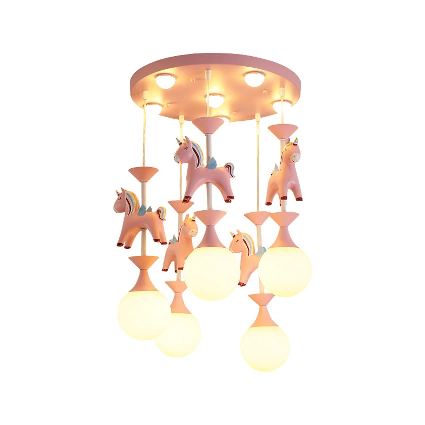 

Children's Cartoon Pink Unicorn Shade Chandeliers Lights Bedroom Boys Girls Room Living Room Dining Room Hanging Lamps Fixtures