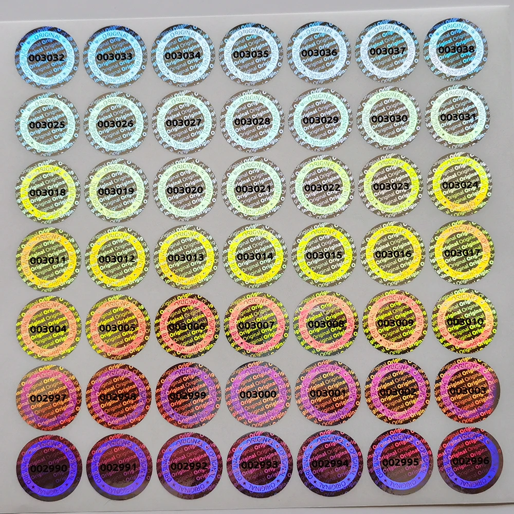 Hologram Tamper Proof Stickers , Sealing Warranty Void Original Security Labels , Unique Serial Number, 1000pcs 20mm Round