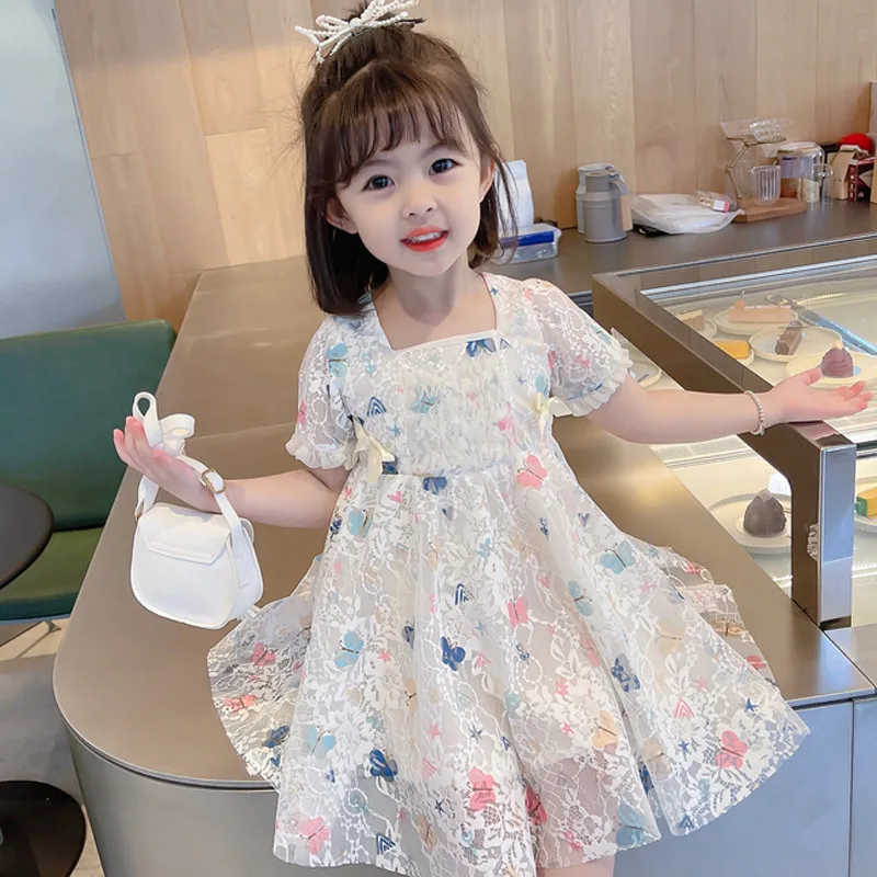 Kids Dress for Girls Butterfly Sequins Kids Long Sleeve Dresses Baby Girls Princess Dress Party Clothes Birthday Dresses 2-8T