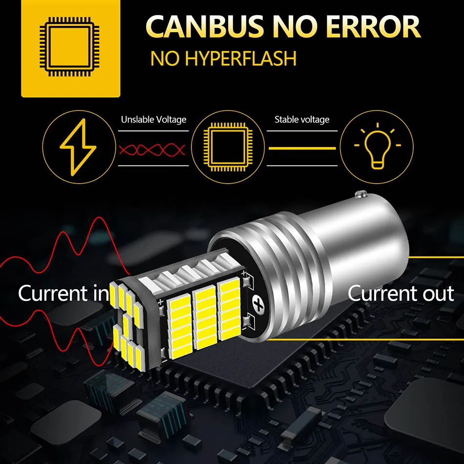 AILEO-bombillas LED 1156 BA15S P21W S25 7506, alta potencia, 45 Uds. 4014SMD, superbrillante, 1200LM, reemplazo para luz de marcha atrás de coche,