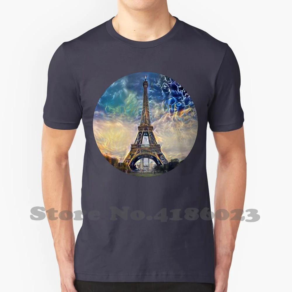 Eiffel Tower ~ Conjecture 100% Cotton T-Shirt Eiffel Tower Abstract Prophecy France Blue French Paris Witch Culture Magical