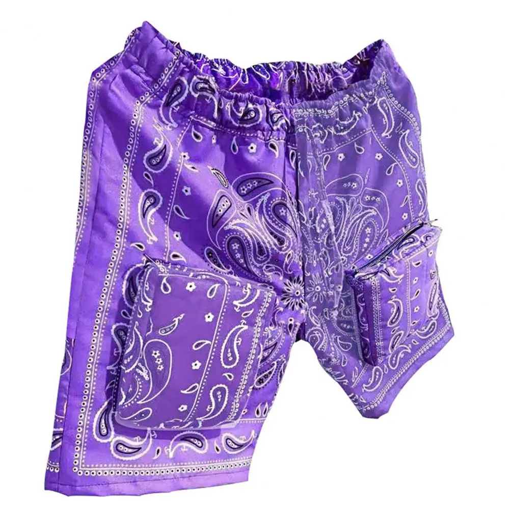 Dropshipping Paisley Fashion Hip Hop 70s Bandana African Digital Print High Waist Black Casual Sports Board Shorts for Men