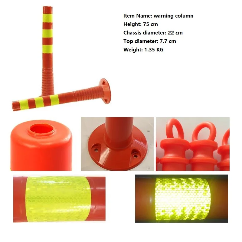 New 700mm Road Traffic Safety Protective Cone Warning Signs Reflective Post PE Column