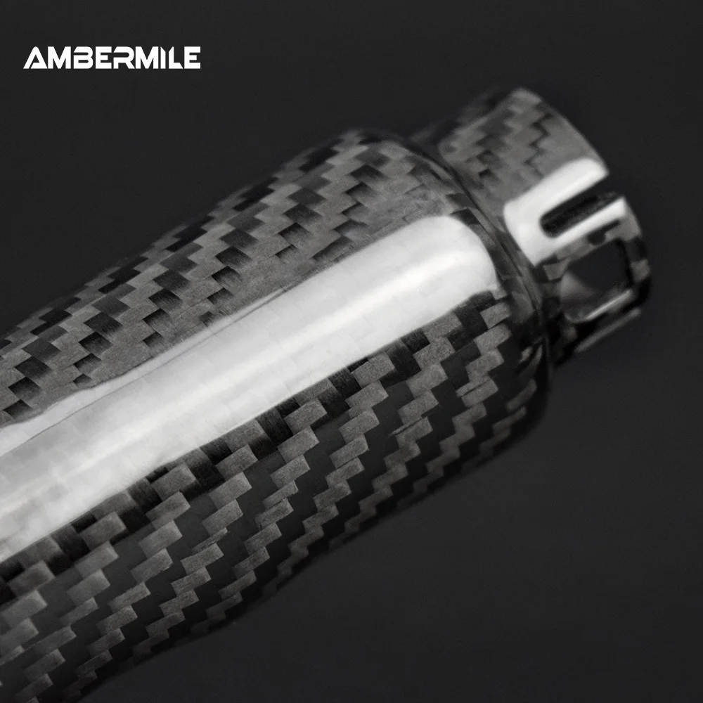 AMBERMILE Hard Carbon Fiber for Mini Cooper F55 Hardtop F57 F56 Hatchback Accessories Interior Car Handbrake Grip Covers Trim