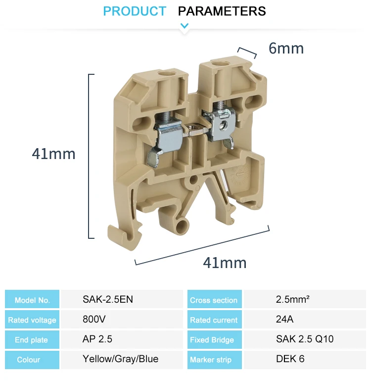 10 Stück SAK2.5EN Universalschraubanschluss Durchführung SAK 2,5 mm2 Draht Elektrischer Steckverbinder DIN-Schienenklemmenblock SAK 2.5EN – Detail 15