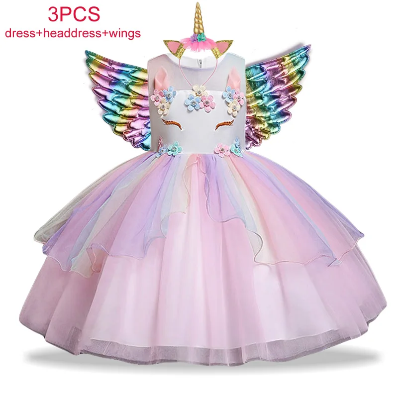 2 to 10 Year Carnival Unicorn Dress Princess Dress Kids Dresses For Girls Costume Children Birthday Dress Wedding Dress Vestidos