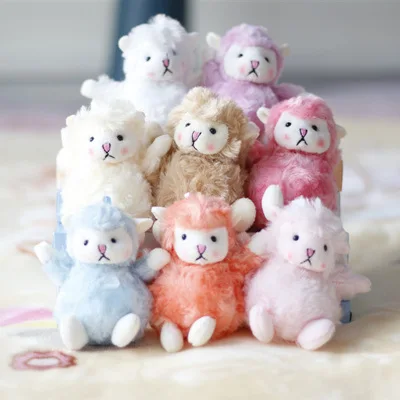 Cute Blusher Lamb Keychians Creative Sweet Heart Plush Animal Sheep Key Chain Pendant For Girl Bag Keyring Gifts Lovers Gift