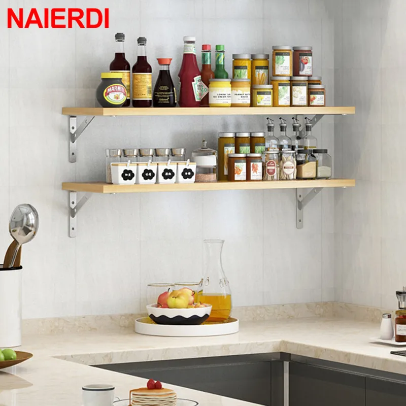 NAIERDI 2PCS Stainless Steel Triangle Brackets Wall Shelf Bracket Heavy Support Wall Mounted Bench Table Shelf Bracket Hardware