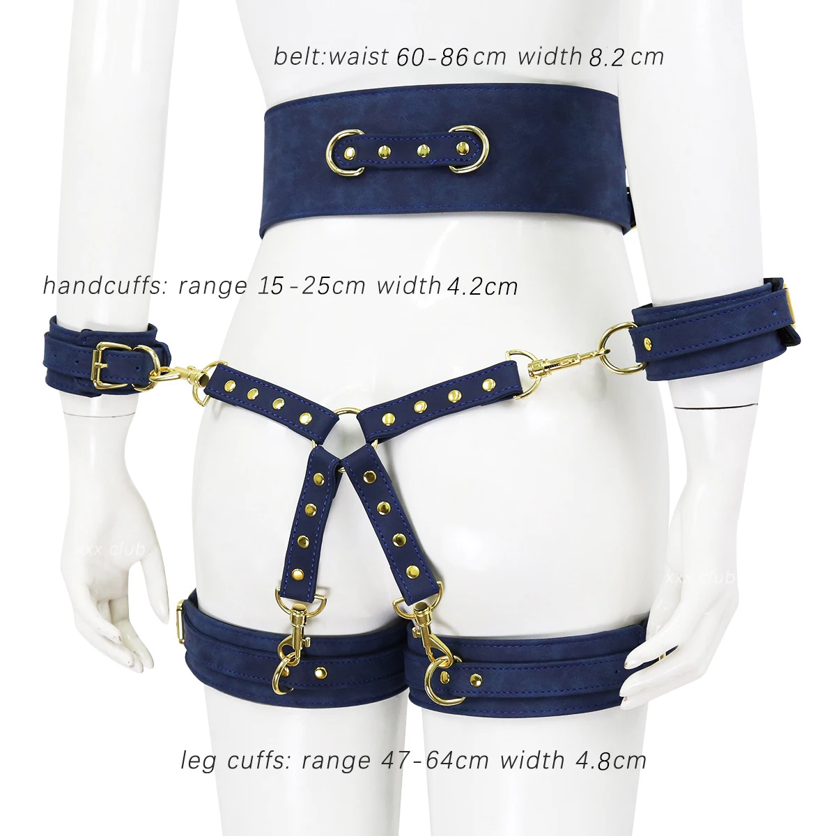 Thierry SM Bondage Set Include Waistband, Wrist & Thigh Cuffs, Cross Buckle, Adult Games Restraints Handcuffs Leg Cuff Sex Toys