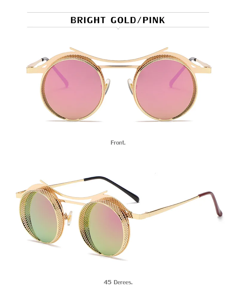 Steampunk Sonnenbrille Männer Mode Runde Punk Gläser Frauen Vintage Luxus Retro Vasos Decorativos Gafas De Sol Zonnebril Heren – Detail 21